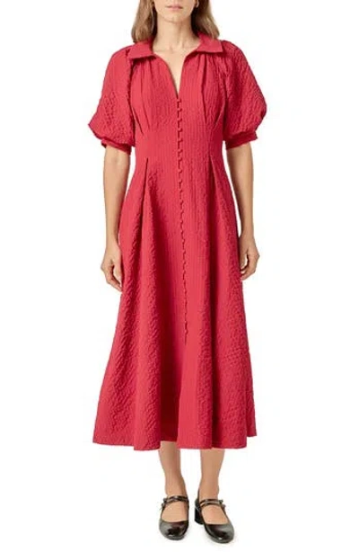 English Factory Button Front Maxi Dress In Red