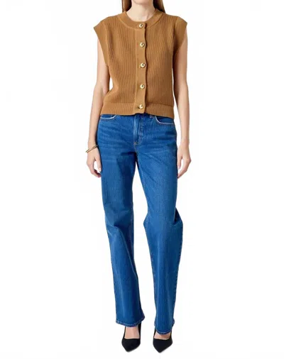 English Factory Button Sweater Vest In Brown