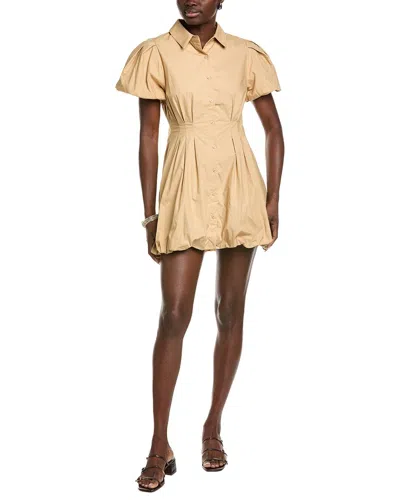 English Factory Button-down Bubble Mini Dress In Brown