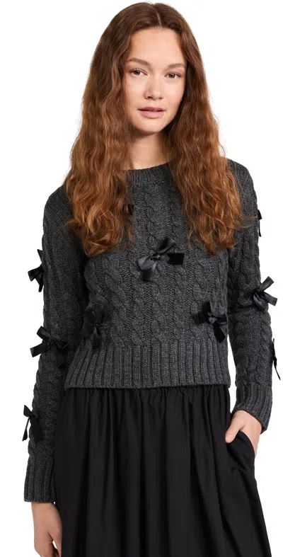 English Factory Cable Bow Knit Charcoal