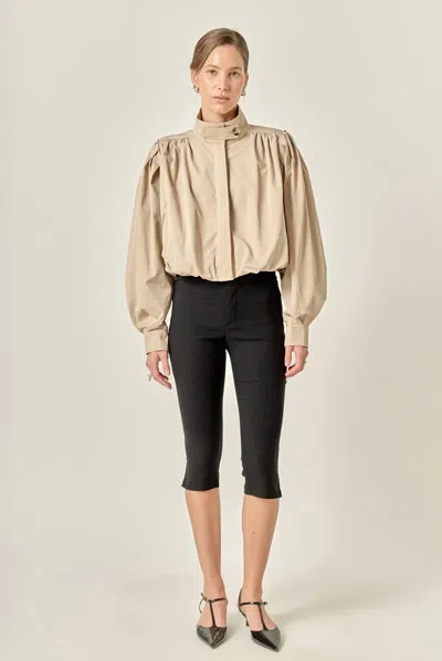 English Factory Campbell Shirred Short Trench Coat In Beige In Neutral