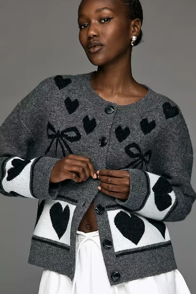 English Factory Cardigan Sweater In Gray