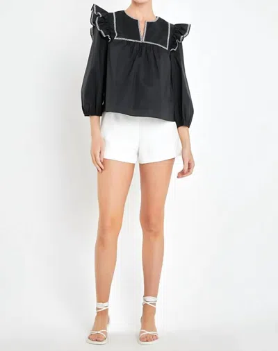 English Factory Cecilia Top In Black In Black/white