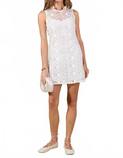 ENGLISH FACTORY CHANALL CROCHET MINI DRESS IN WHITE
