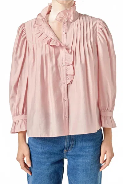 English Factory Charlotte Ruffle Button Down Blouse In Pink