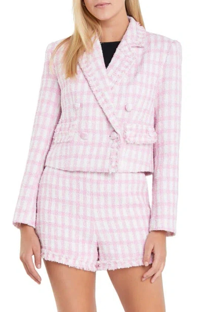 English Factory Check Bouclé Blazer In Pink