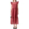 English Factory Check Organza Dress In Red