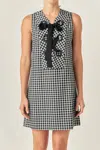 English Factory Check Grommet Sleeveless Shift Dress