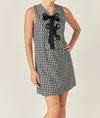 English Factory Check Grommet Sleeveless Shift Dress In Black