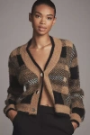 English Factory Checked Cardigan Sweater In Brown