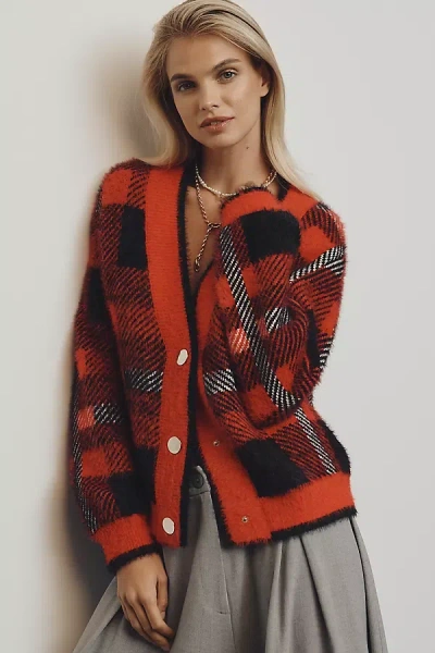 English Factory Checked Cardigan Sweater In Multi