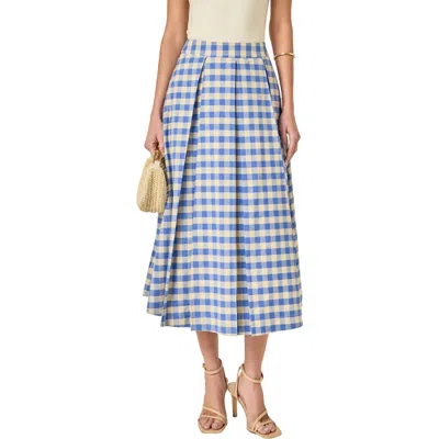 English Factory Checked Cotton Maxi Skirt In Blue