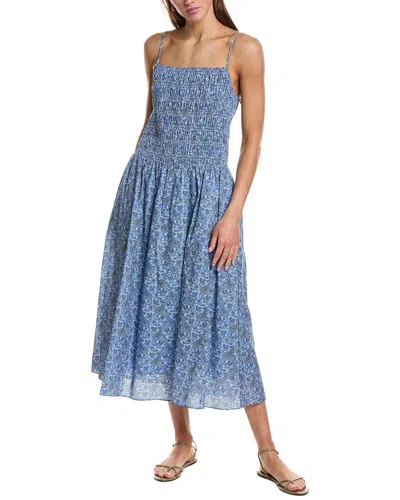 English Factory Paisley Print Smocked A-line Dress In Blue