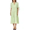 English Factory Checkered Tiered Midi Dress In Mint