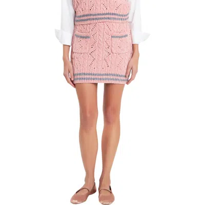 English Factory Chenille Miniskirt In Pink/grey