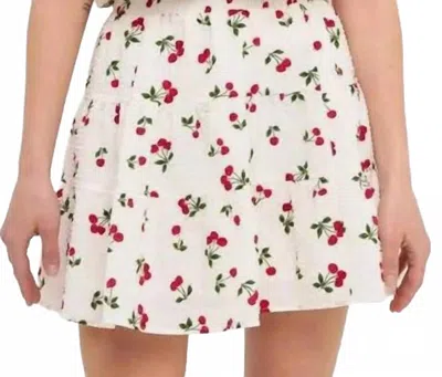 English Factory Cherries Mini Skirt In White