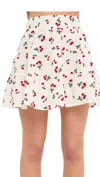 English Factory Cherry Print Mini Skirt In Multi