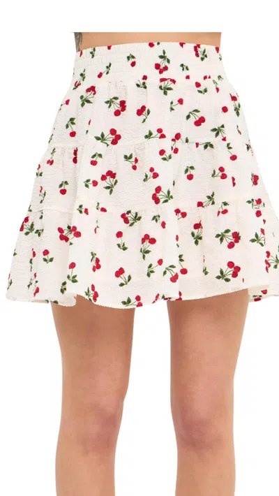 English Factory Cherry Print Mini Skirt In Multi