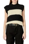 English Factory Chunky Stripe Sweater Vest In Black/ivory