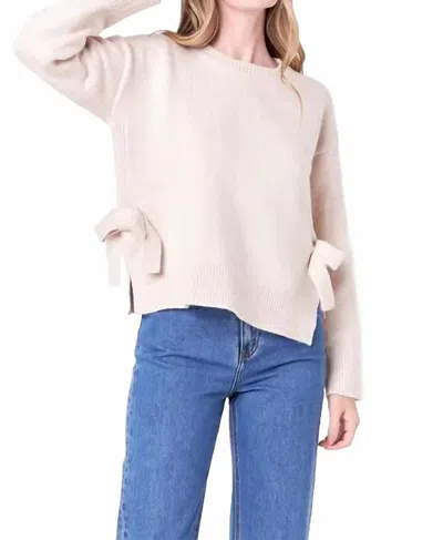 English Factory Clara Side Bow Sweater In Cream In White