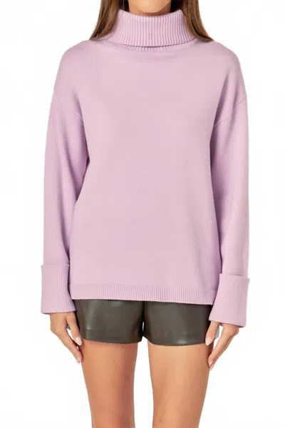 ENGLISH FACTORY CLARISSA TURTLENECK SWEATER IN LILAC
