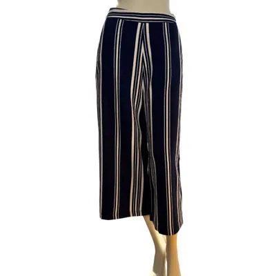 English Factory Classic Navy Striped Wide Leg Pants In Navy, White In Multi