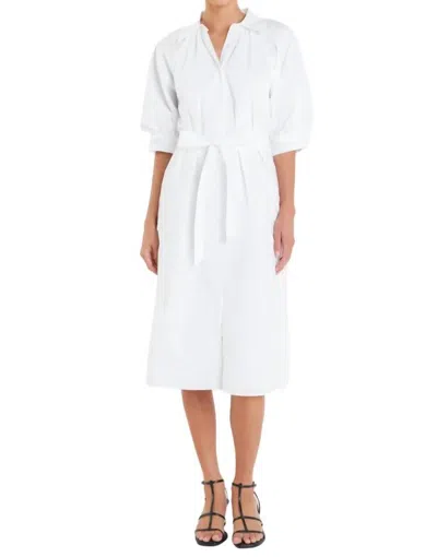 English Factory Classic Short Sleeve Shirt Dress In Crisp White
