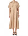 English Factory Cocoa Midi Shirt Dress In Beige In Brown