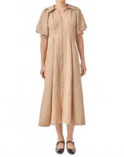 ENGLISH FACTORY COCOA MIDI SHIRT DRESS IN BEIGE