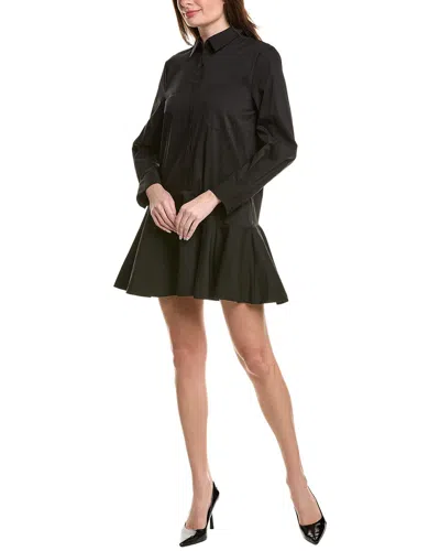 English Factory Collar Flare Shirtdress In Black