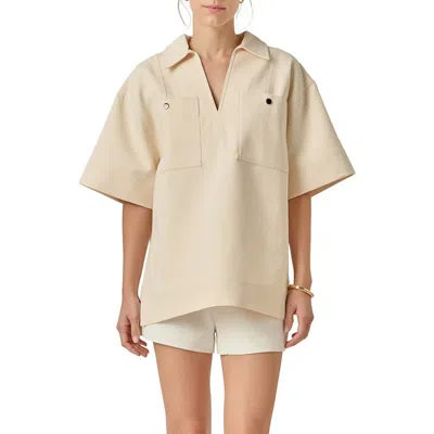 English Factory Collar Oversize Cotton Top In White