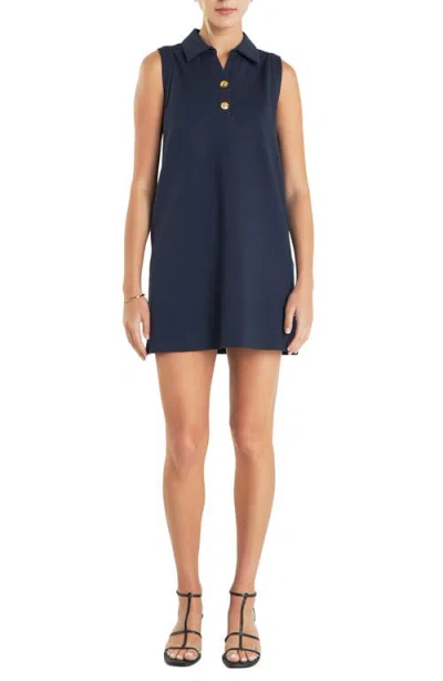 English Factory Collar Shift Minidress In Navy