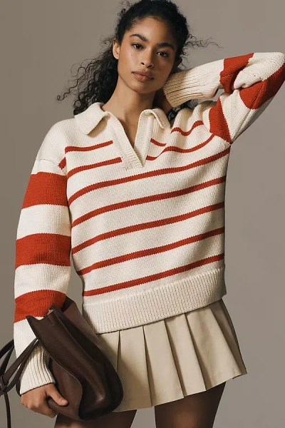 English Factory Collared Stripe Polo Sweater In Multicolor