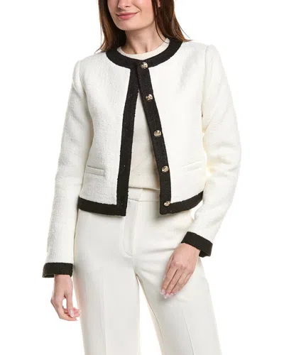 English Factory Collarless Tweed Jacket In White