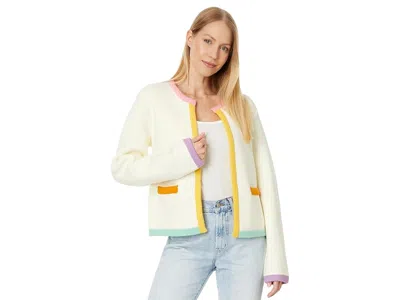 English Factory Color Block Sweater Cardigan In White