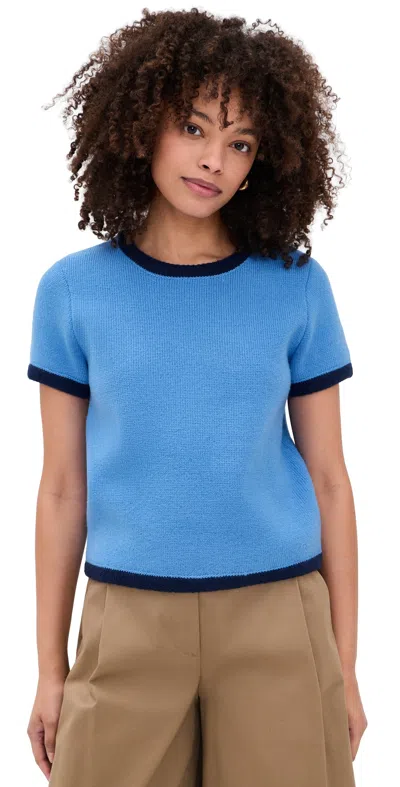 English Factory Color Block Sweater Top Blue Multi