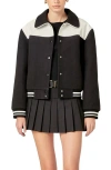 English Factory Colorblock Bomber Jacket In Black/white