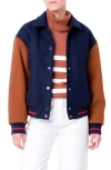English Factory Colorblock Bomber Jacket In Navy Multi