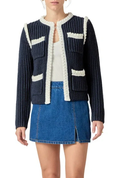 English Factory Colorblock Braided Cardigan