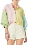 English Factory Colorblock Button-up Shirt In Pink Multi