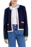 English Factory Colorblock Cardigan In Navy Multi