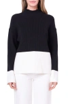English Factory Colorblock Mock Neck Rib Sweater In Multi