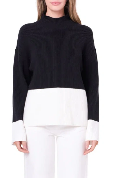 English Factory Colorblock Mock Neck Rib Sweater In Multi