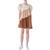 English Factory Colorblock Puff Sleeve Shift Dress In Multi