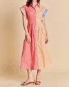 English Factory Colorblock Shirt Midi Dress In Pink Orange In Multi