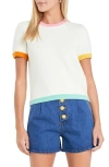 English Factory Colorblock Short Sleeve Sweater In Ivory Multi
