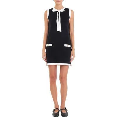 English Factory Colorblock Sleeveless Knit Minidress In Black/white