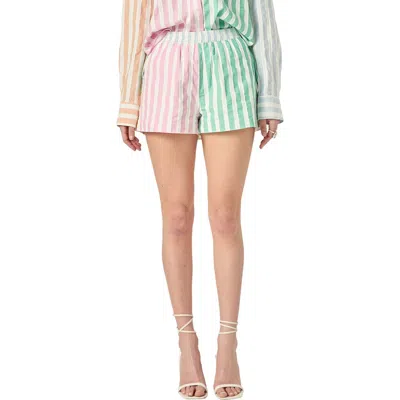 English Factory Colourblock Stripe Cotton Shorts In Pink Multi