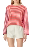 English Factory Colorblock Stripe Long Sleeve Cotton T-shirt In Pink