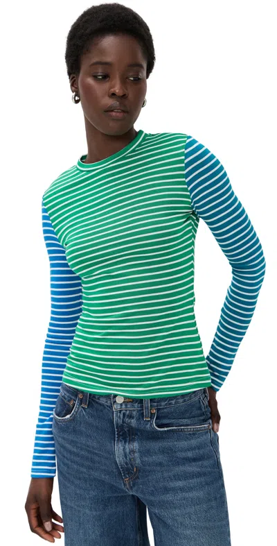 English Factory Colorblock Striped Tee Green Multi